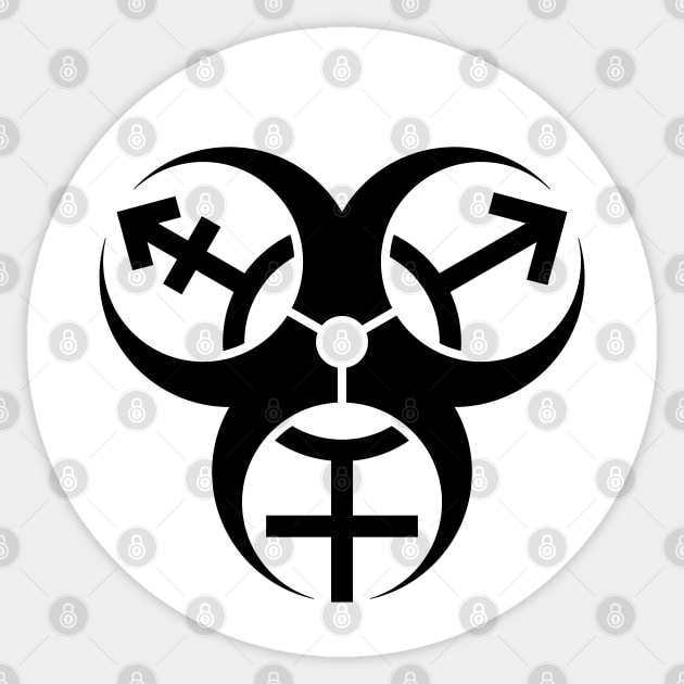 Trans Biohazard - White Circle Sticker by GenderConcepts